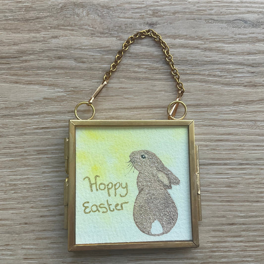 Original ‘Happy Easter’’ Hanging Decoration- Bunny Rabbit Mini Artwork