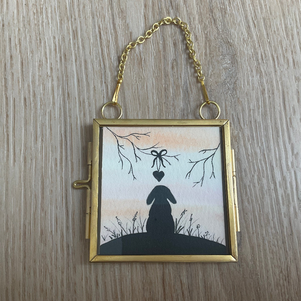 Original ‘I Give You My Heart’ Hanging Decoration- Lop Eared Bunny Rabbit Mini Artwork