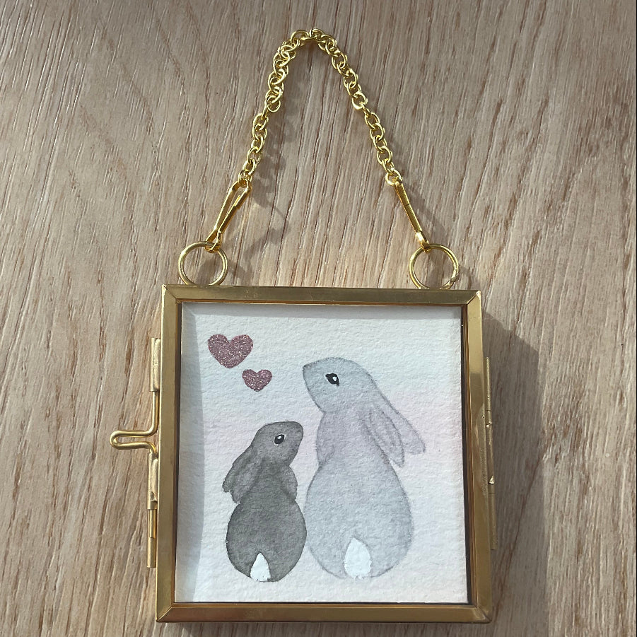 Original ‘Love You’ Hanging Decoration- Bunny Rabbit Mini Artwork 