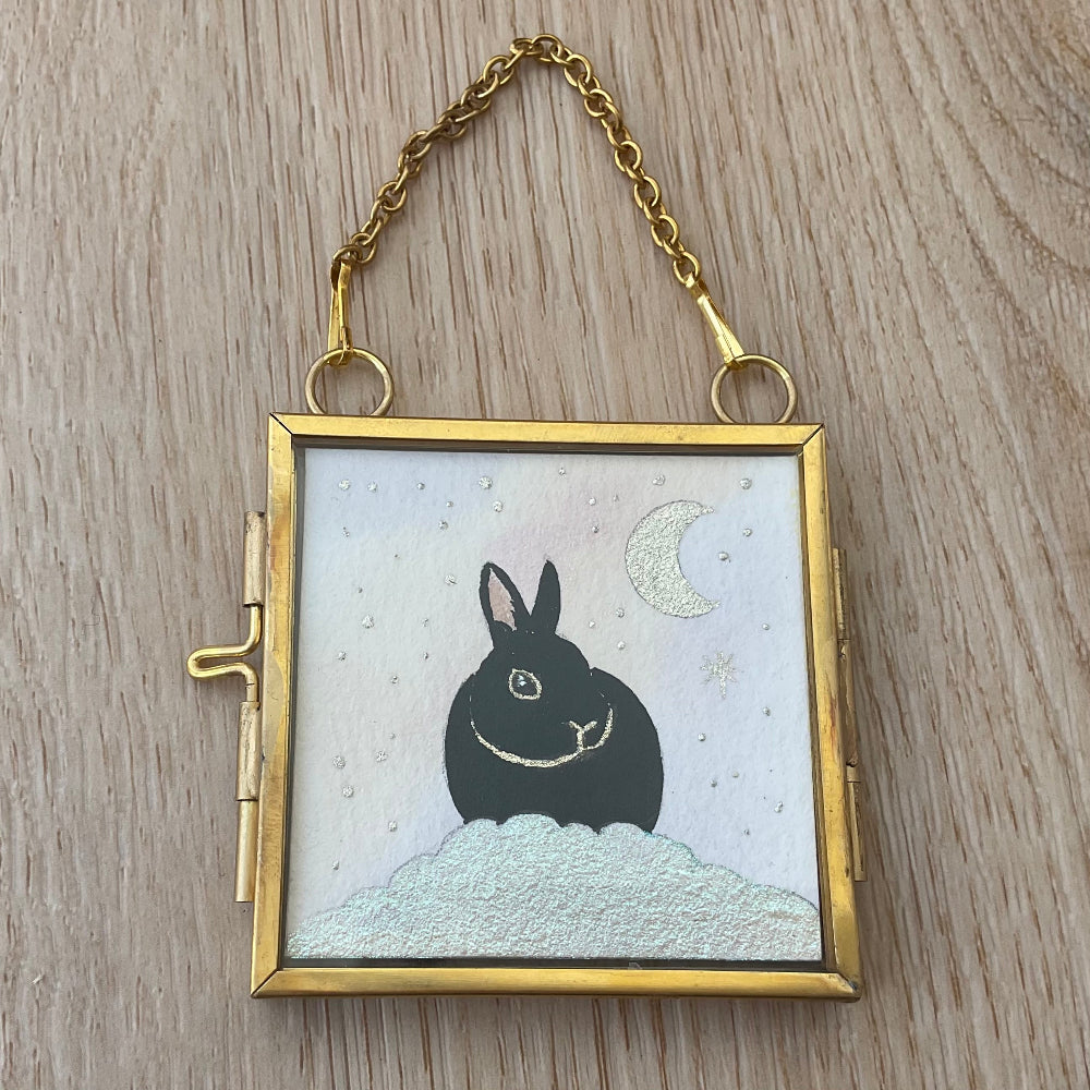 Original ‘Luna Bunny’ Hanging Decoration- Netherland Dwarf Bunny Rabbit Mini Artwork