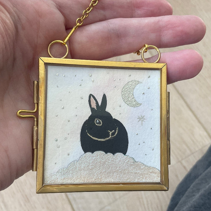 Original ‘Luna Bunny’ Hanging Decoration- Netherland Dwarf Bunny Rabbit Mini Artwork