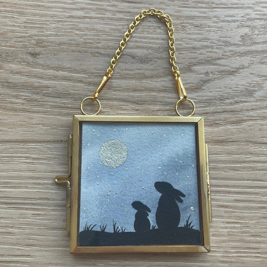 Original ‘Moongazing’’ Hanging Decoration- Bunny Rabbit Mini Artwork