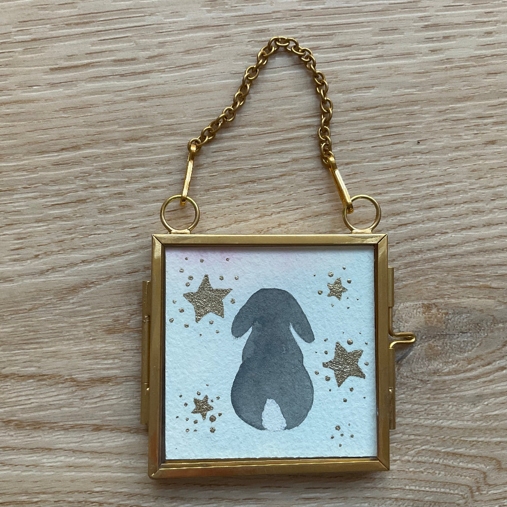 Original ‘Snowbunny ' Hanging Decoration- Brown Bunny Rabbit Mini Artwork