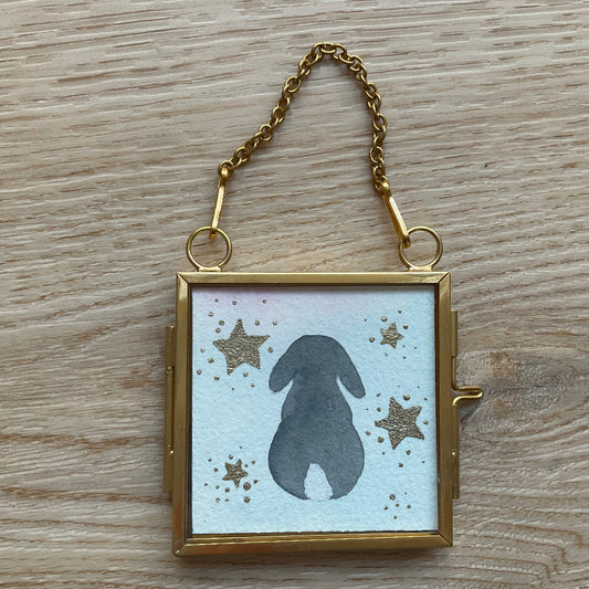 Original ‘Snowbunny ' Hanging Decoration- Brown Bunny Rabbit Mini Artwork