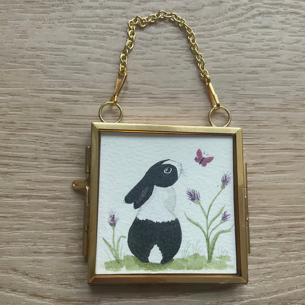 Original ‘Spring Bunny  ' Hanging Decoration- Dutch Bunny Rabbit Mini Artwork