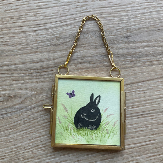 Original ‘Spring Bunny  ' Hanging Decoration- Netherworld Dwarf Bunny Rabbit Mini Artwork