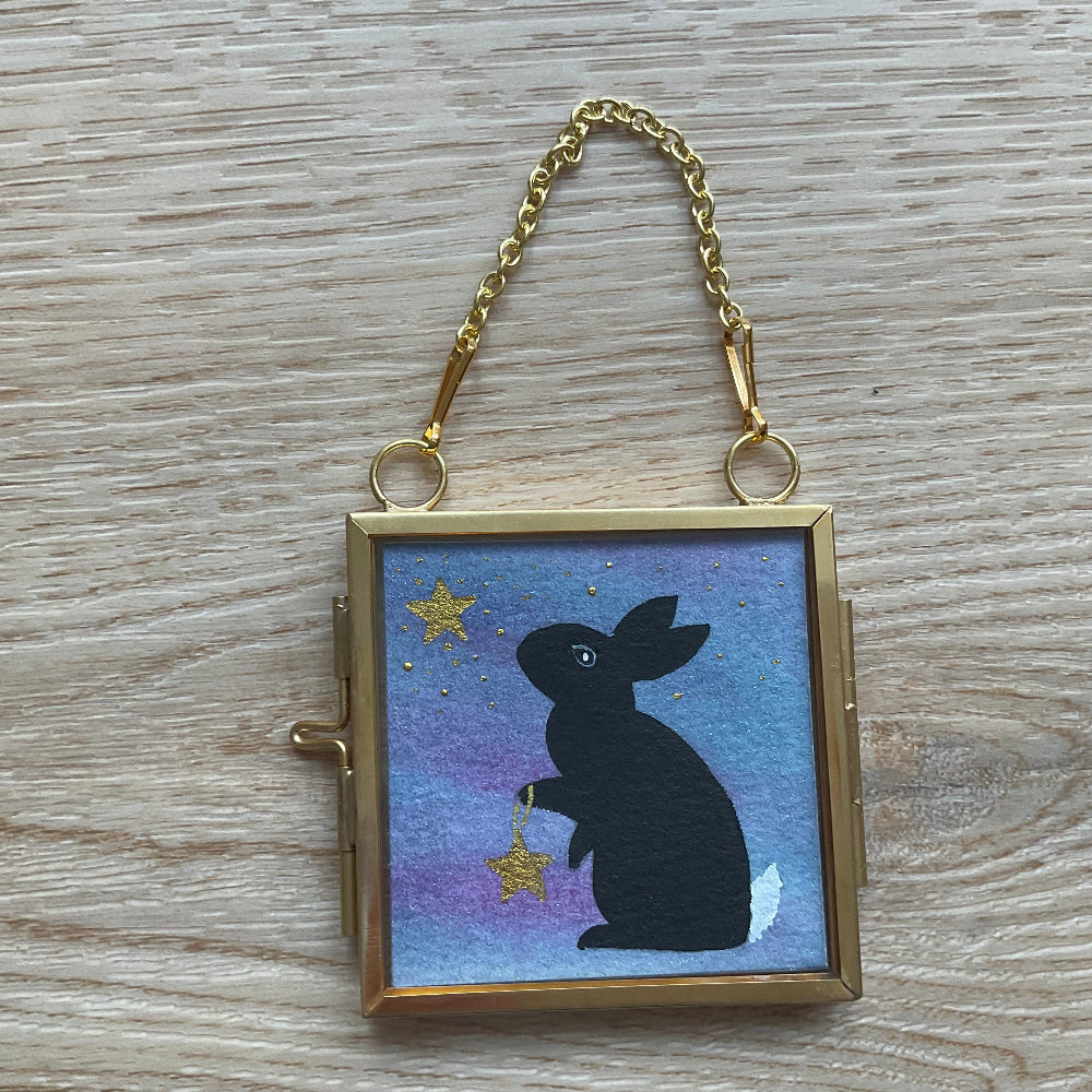 Original ‘You are my Star’ Hanging Decoration- Black Bunny Rabbit Mini Artwork