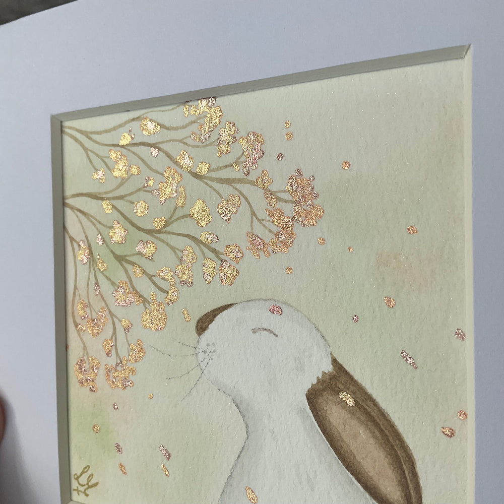 ‘Binky Blessings’’ - Original Bunny Rabbit Watercolour Painting  4” x 4”
