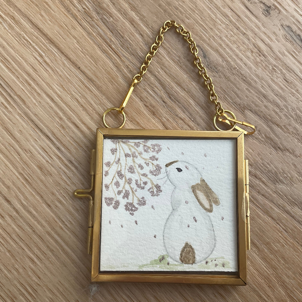 Original ‘Binky’s Blessing’’ Hanging Decoration- Bunny Rabbit Mini Artwork