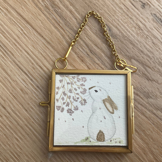 Original ‘Binky’s Blessing’’ Hanging Decoration- Bunny Rabbit Mini Artwork