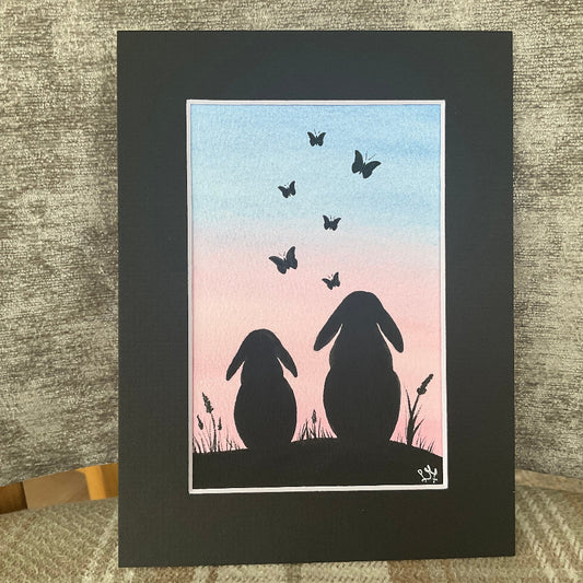 Tranquil Sunrise - Original Lop Bunny Watercolour Painting  6” x 4”