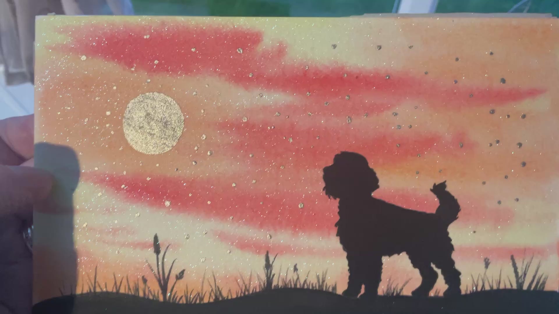 Video of dog silhouette painting 