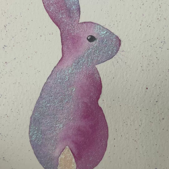 Video ‘Colourburst’ - Original Bunny Rabbit Watercolour Painting 4” x 4”