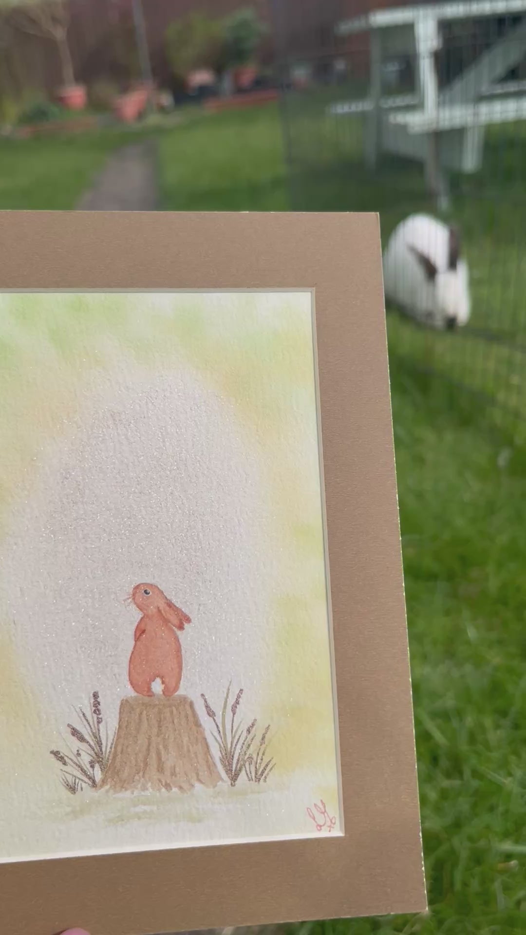 Video ‘Glimmers of Hope ’ - Original Bunny Rabbit Watercolour Painting  6” x 4”