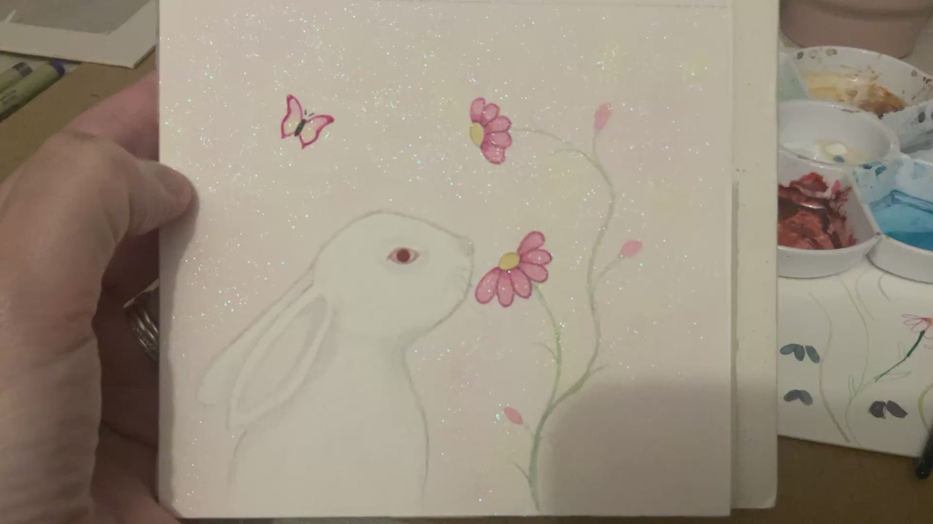 Video of ‘Daisy Daisy’ - Original White Bunny Rabbit Watercolour 