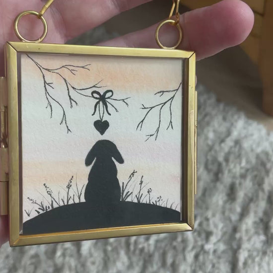 Video Original ‘I Give You My Heart’ Hanging Decoration- Lop Eared Bunny Rabbit Mini Artwork