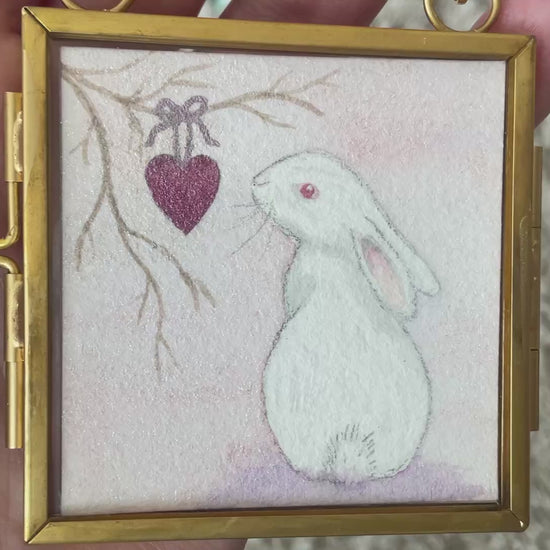 Video Original ‘I Give You My Heart’ Hanging Decoration- White Bunny Rabbit Mini Artwork