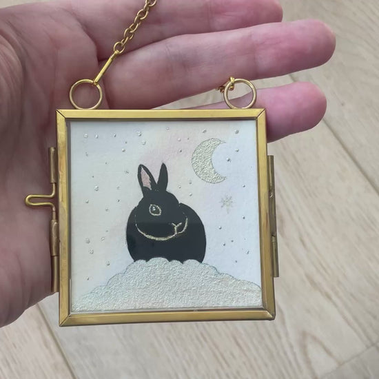 Video Original ‘Luna Bunny’ Hanging Decoration- Netherland Dwarf Bunny Rabbit Mini Artwork