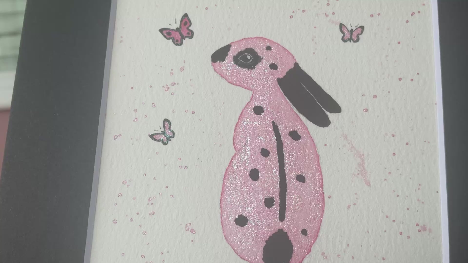 Video ‘Colourburst’ - Original English Spot Bunny Rabbit Watercolour Painting 4” x 4”