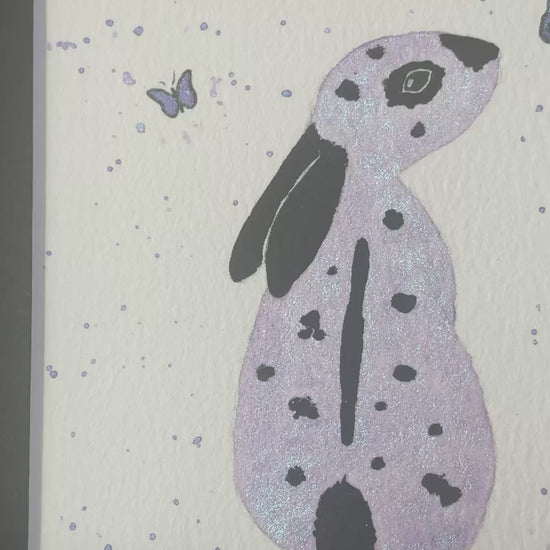 Video ‘Colourburst’ - Original English Spot Bunny Rabbit Watercolour Painting 4” x 4”