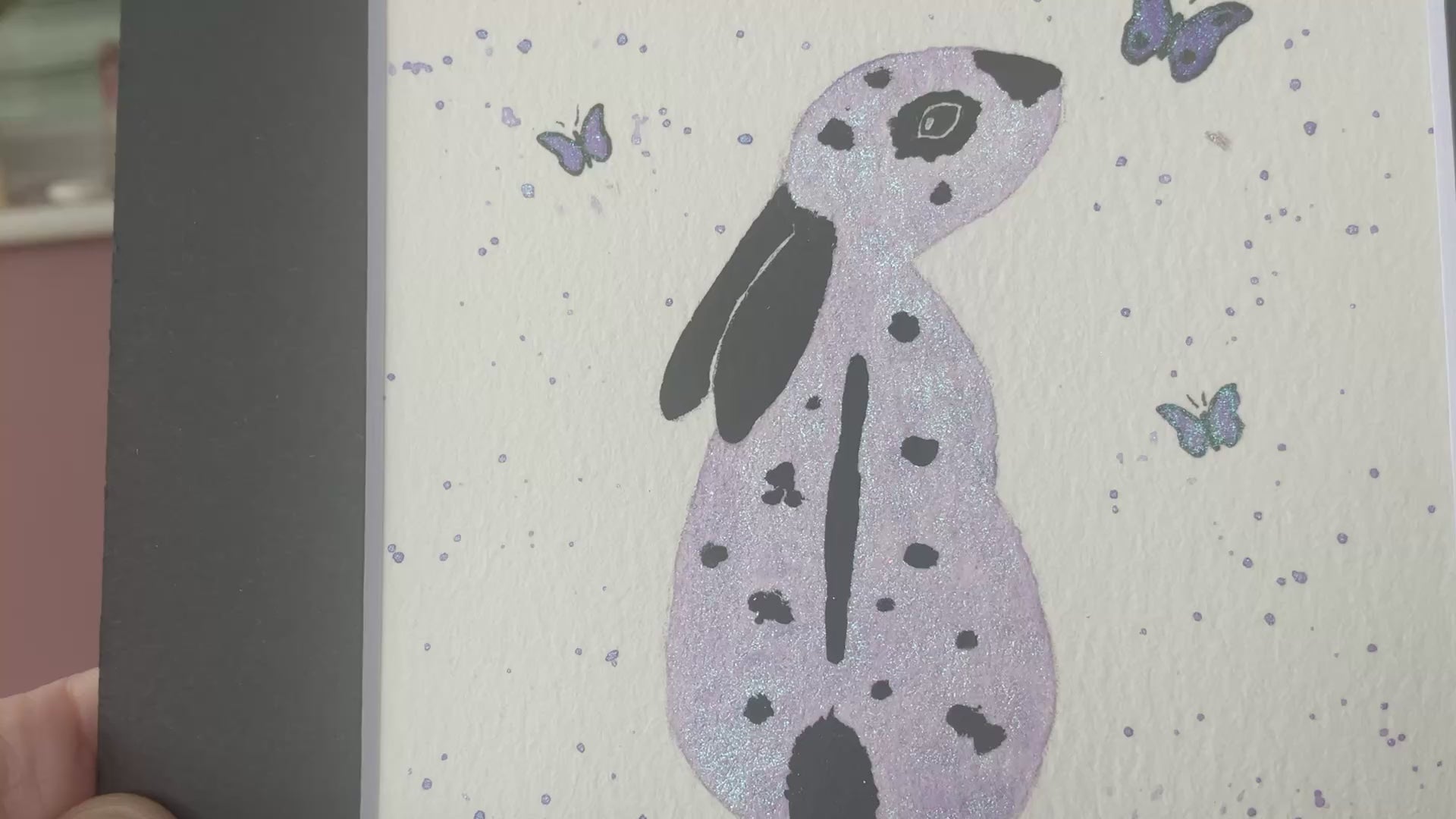 Video ‘Colourburst’ - Original English Spot Bunny Rabbit Watercolour Painting 4” x 4”
