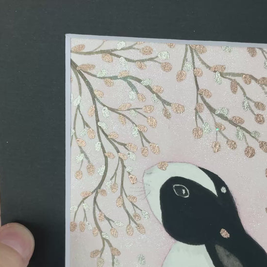 Video ‘In The Pink’ - Original Dutch Bunny Rabbits Watercolour Painting  6” x 4”