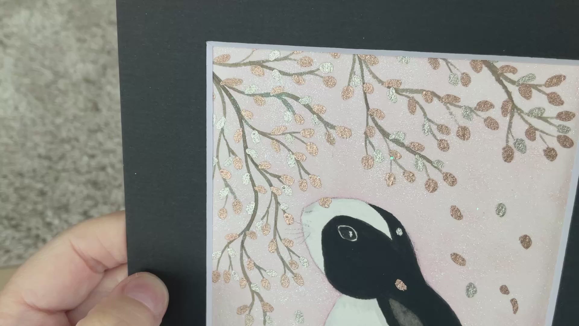 Video ‘In The Pink’ - Original Dutch Bunny Rabbits Watercolour Painting  6” x 4”