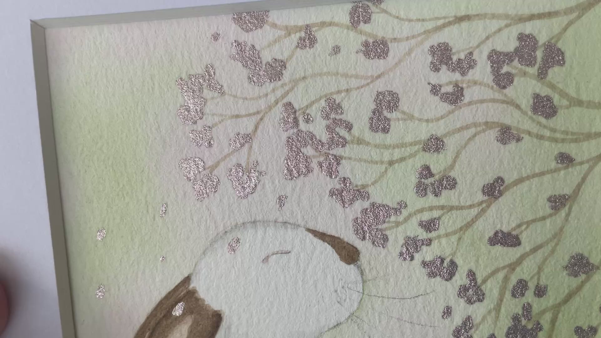 Video ‘Binky Blessings’’ - Original Bunny Rabbit Watercolour Painting  4” x 4”