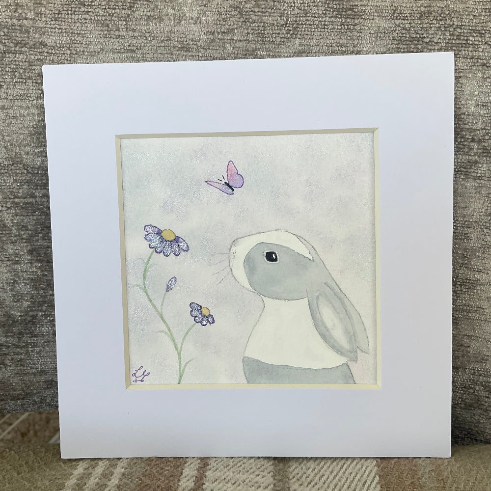 ‘Daisy Dutch’ - Original Bunny Rabbit Watercolour Painting  4” x 4”