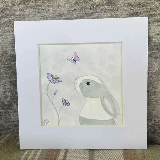 ‘Daisy Dutch’ - Original Bunny Rabbit Watercolour Painting  4” x 4”