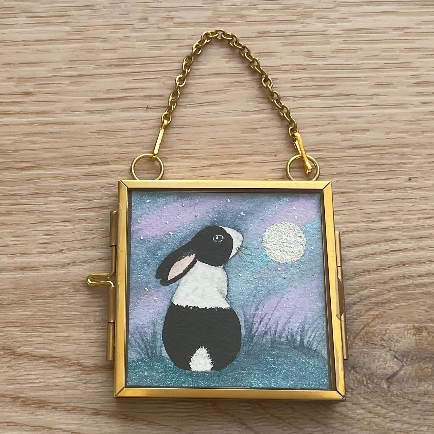 Original black dutch bunny art decoration painting titled Where Wishes Sparkle