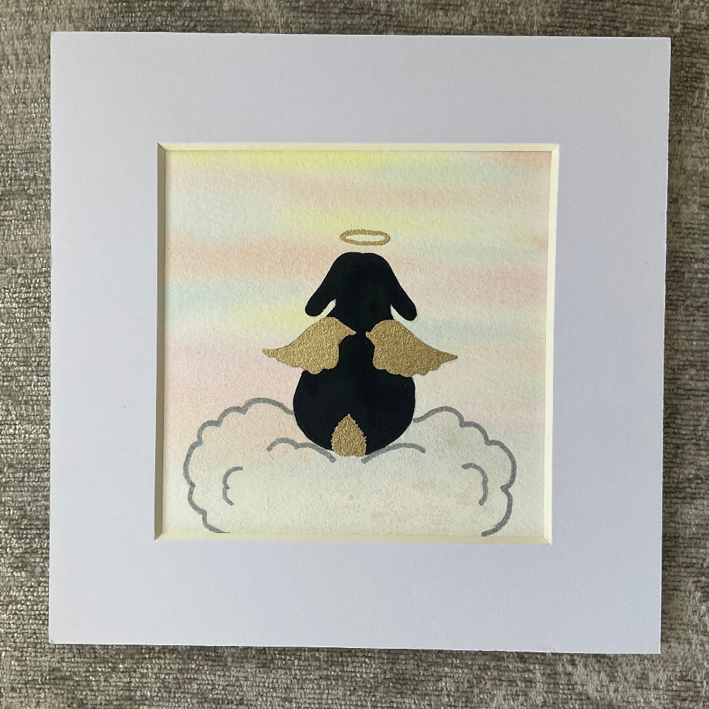 ‘My Angel’ - Original Bunny Rabbit Memorial Watercolour Painting  4” x 4”