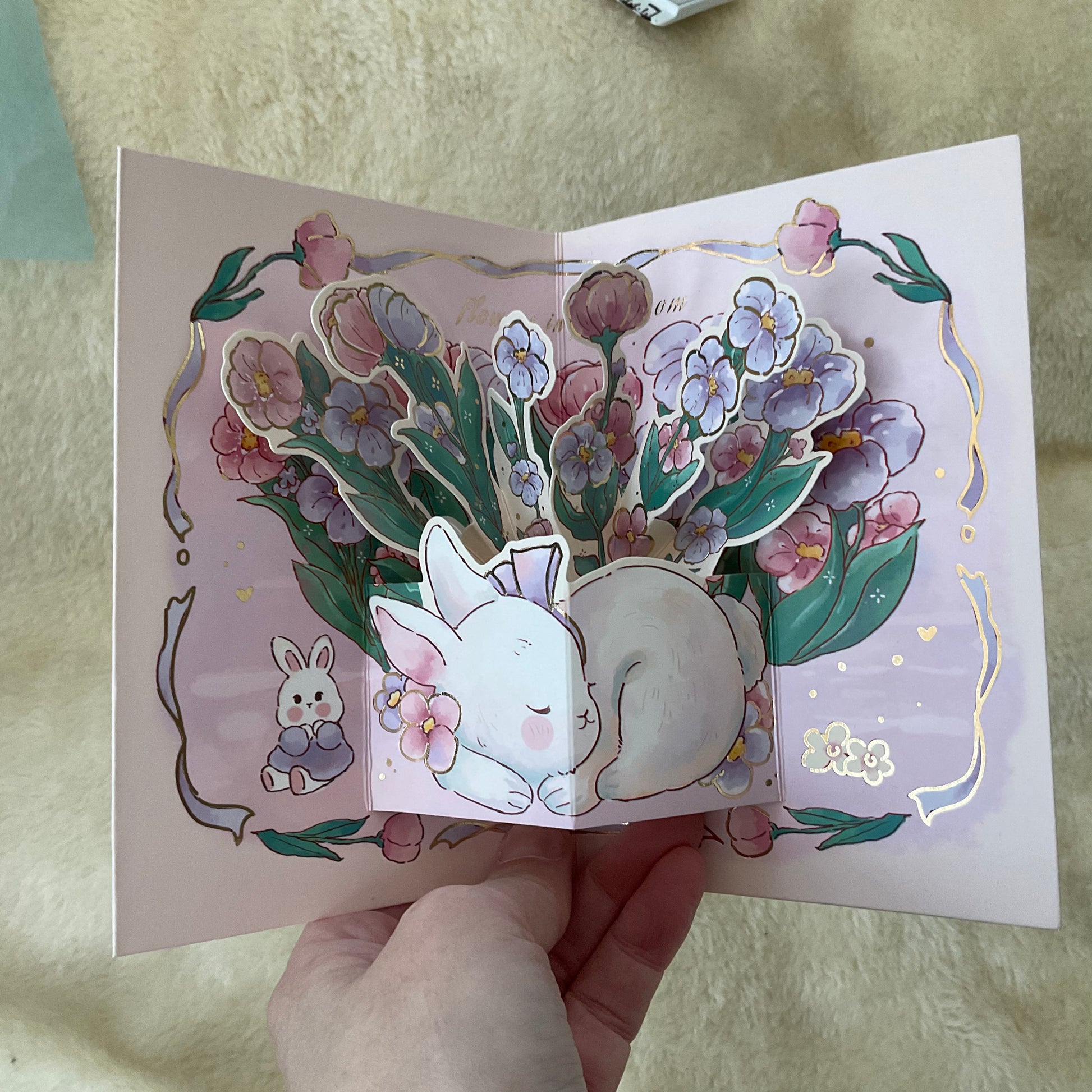 Bloom  bunny rabbit pop up greeting card
