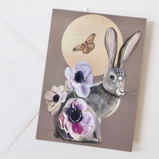 By The Light Of The Moon Hare Greetings Card