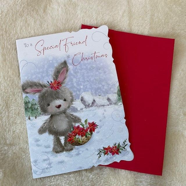 Special Friend Bunny Rabbit Christmas Card with envelope