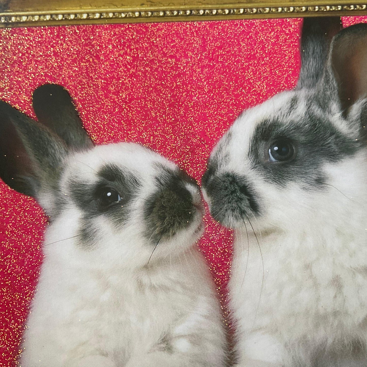 Valentine Kissing Bunnies Glitter Rabbit Card - Bunny Creations
