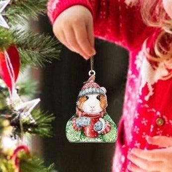 Wooden Guinea Pig Christmas Tree Decoration - Bunny Creations